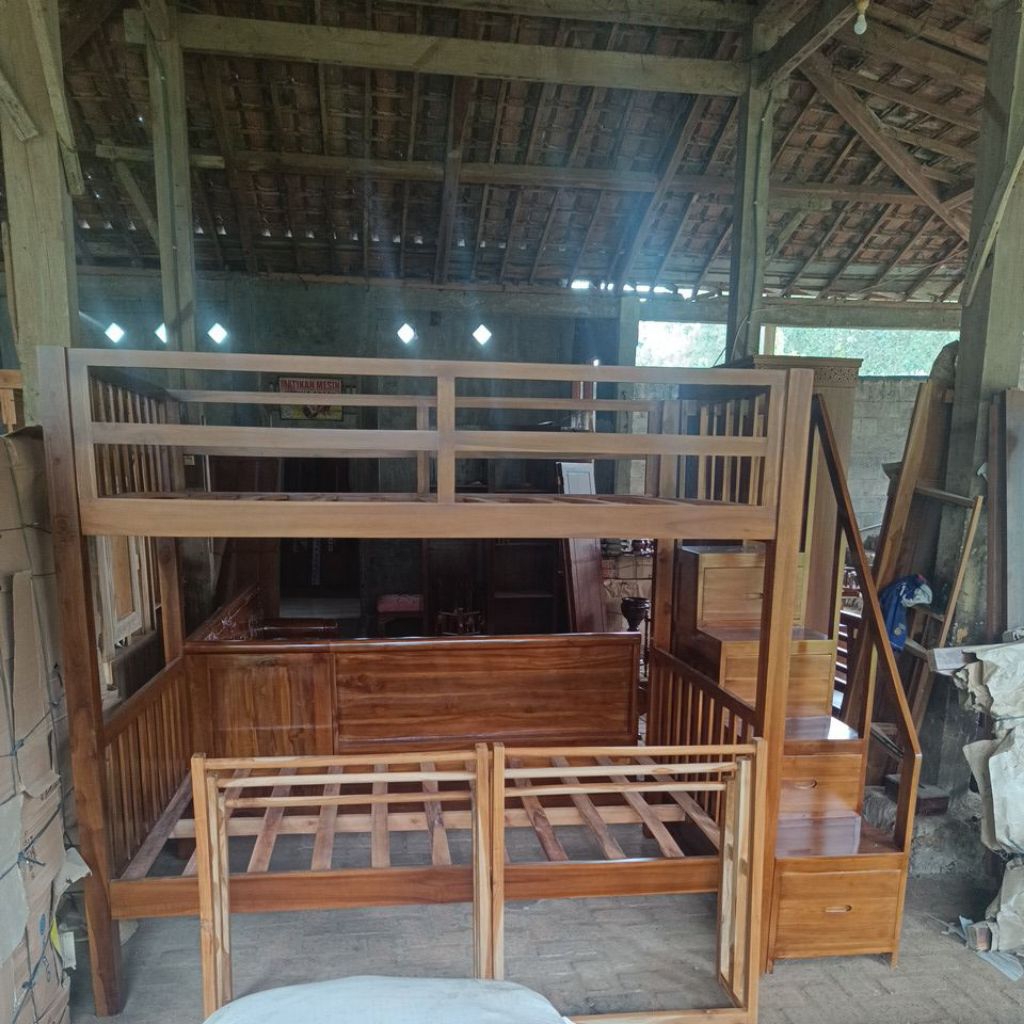 Tempat tidur anak tingkat jati - tempat tidur tingkat - tempat tidur susun kayu jati-tempat tidur ta