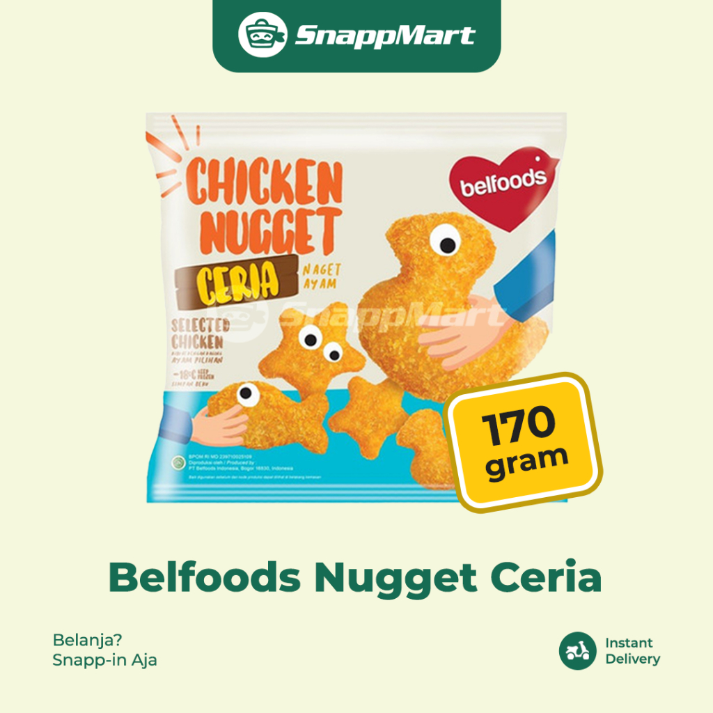 

Belfoods Chicken Nugget Ceria (170 gram) - INSTANT / SAMEDAY - Frozen Food