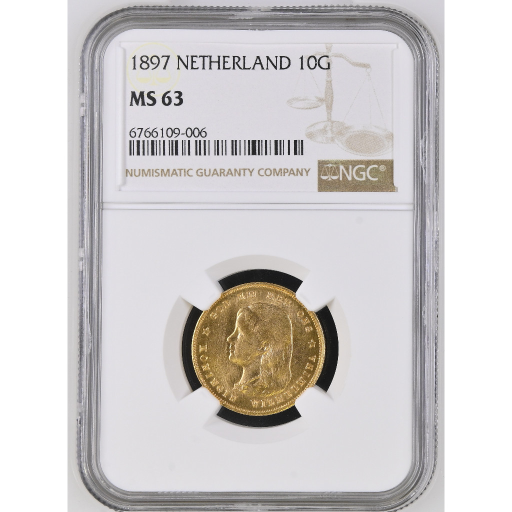 Koin Emas Belanda Wilhelmina 1897 NGC MS63 - 6,72 gram