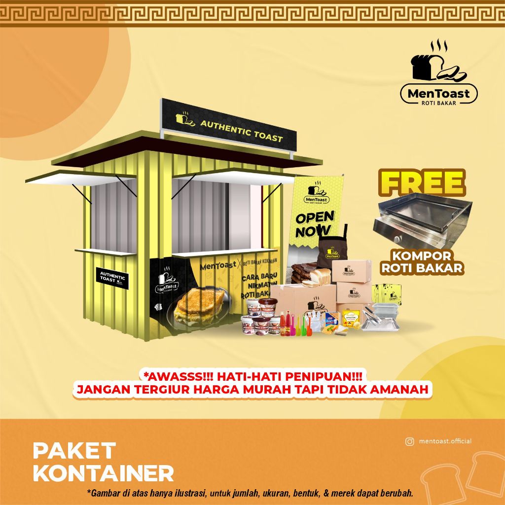 

Peluang Usaha Roti Bakar Kekinian MenToast - Paket Kontainer