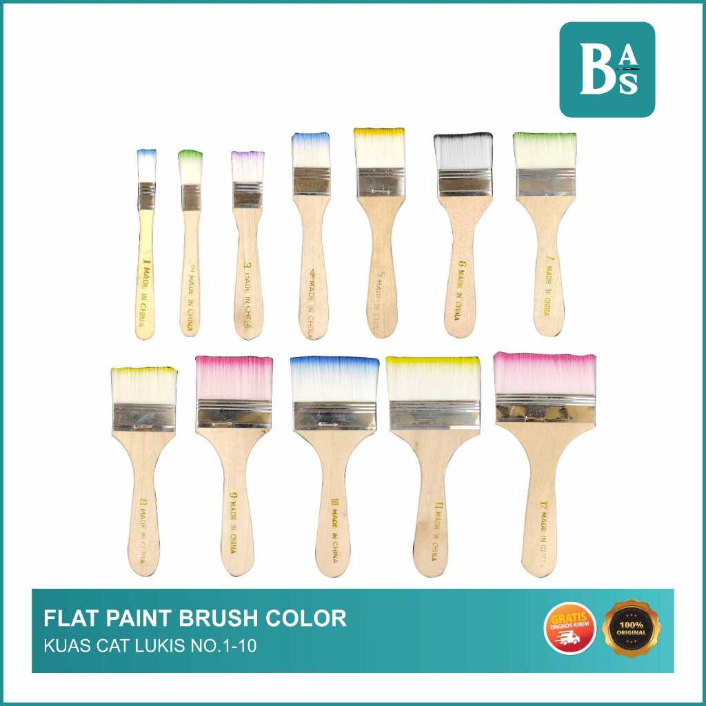 

Bali Art Supplies - Kuas Lukis Datar - Flat Color Paint Brush No. 1-12