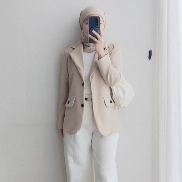 BELLA MOSA Harper Blazer Wanita Kerja Premium Atasan Formal Korea Outer Casual Vintage Atasan Wanita