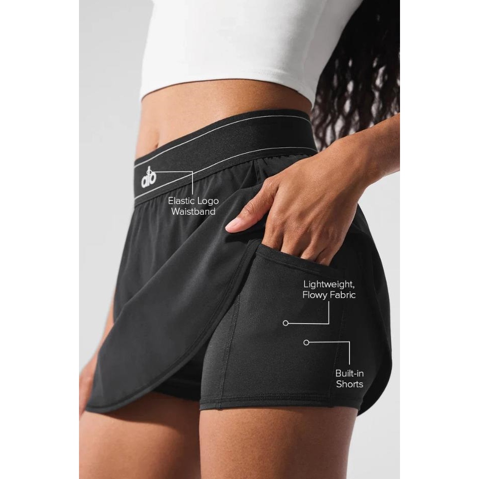 ROK TENNIS PADEL ALO MATCH POINT TENNIS SKIRT BLACK