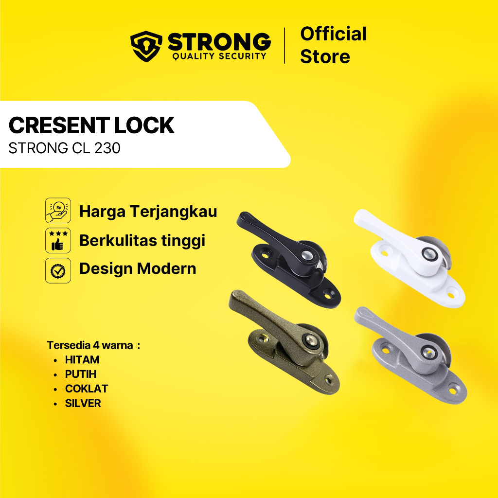 STRONG Crescent Lock CL 230 | Pengunci Jendela Aluminium | Grendel Kuping Jendela Sliding | Crescent