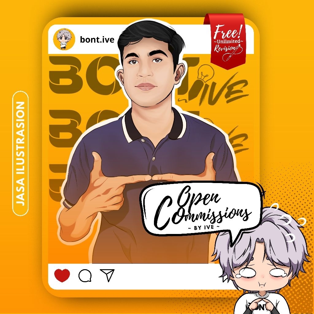 COMMISSION OPEN | JASA MEMBUAT GAMBAR ART ILUSTRASI VECTOR COSTUM