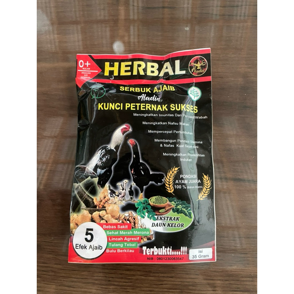 serbuk ajaib aladin 35gram vitamin ayam ternak aladin herbal
