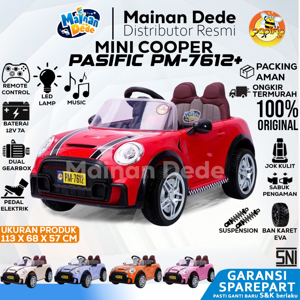 Mainan Mobil Aki Anak Mini Cooper PASIFIC PM7612+ BAN EVA PM 7612+