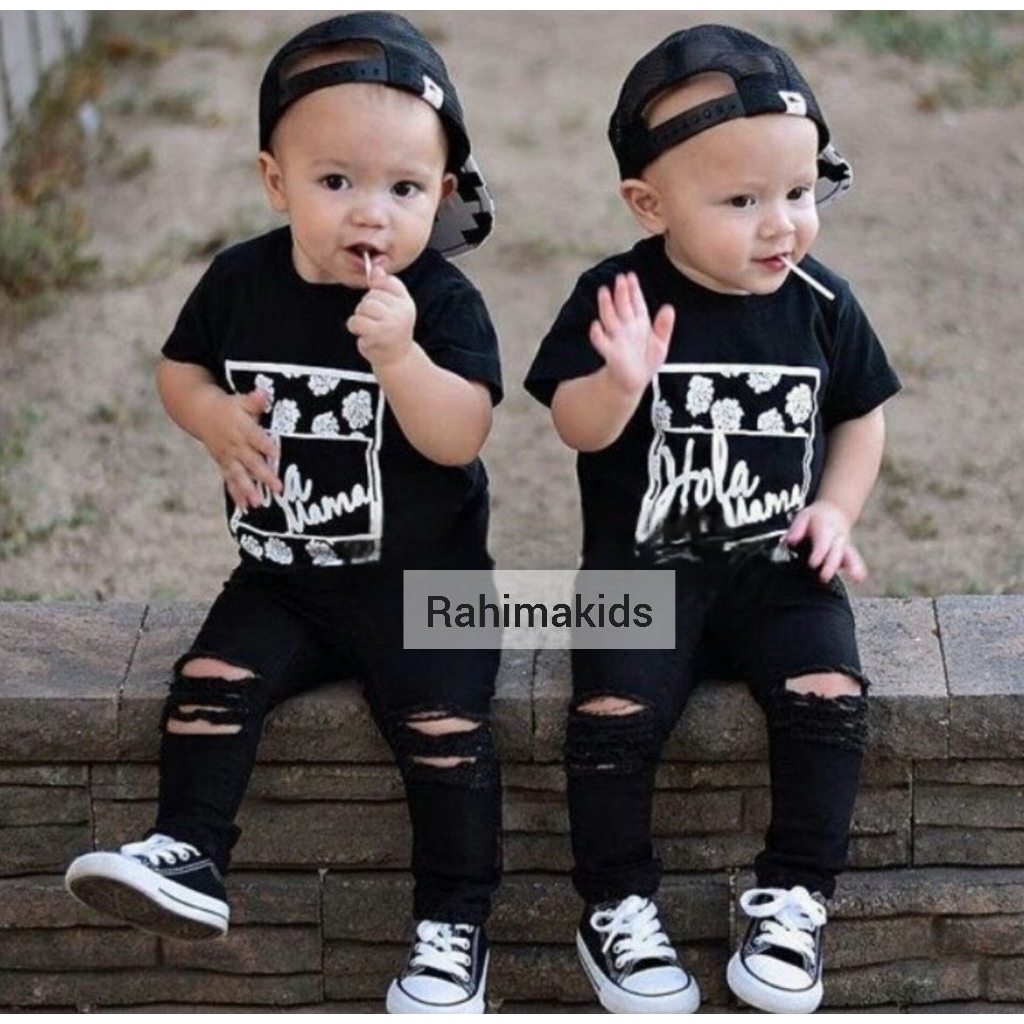 Celana Sobek Anak Laki Laki Clana Jeans Sobek Anak Laki Laki Tanggung Celana Jeans Anak Hitam Ripped