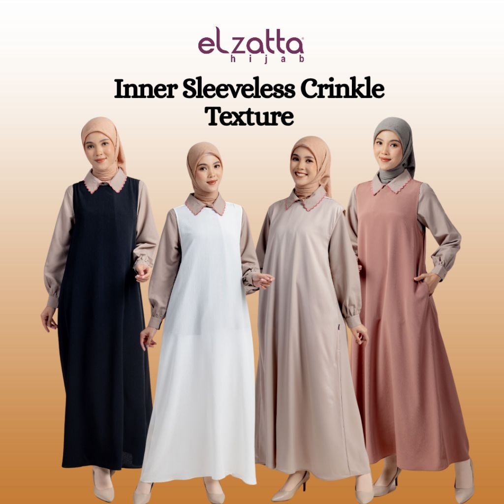 ELZATTA GAMIS ELZATTA INNER SLEEVELESS CRINKLE TEXTURE INNER GAMIS INNER YUKENSI BAHAN CRINKLE TEXTU