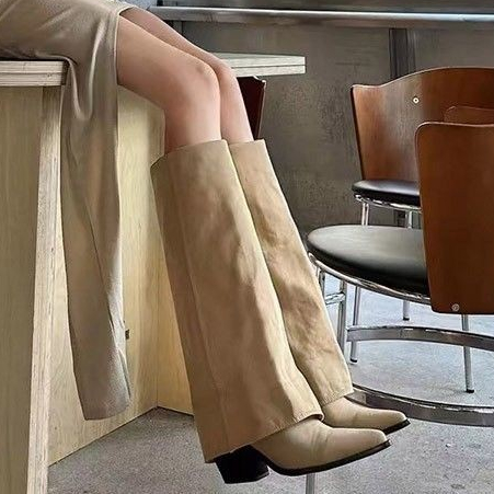 Sepatu Bot Wanita Baru Sepatu Hak Tinggi Sepatu Bot Runcing Vintage Western Cowboy Fashion Boots
