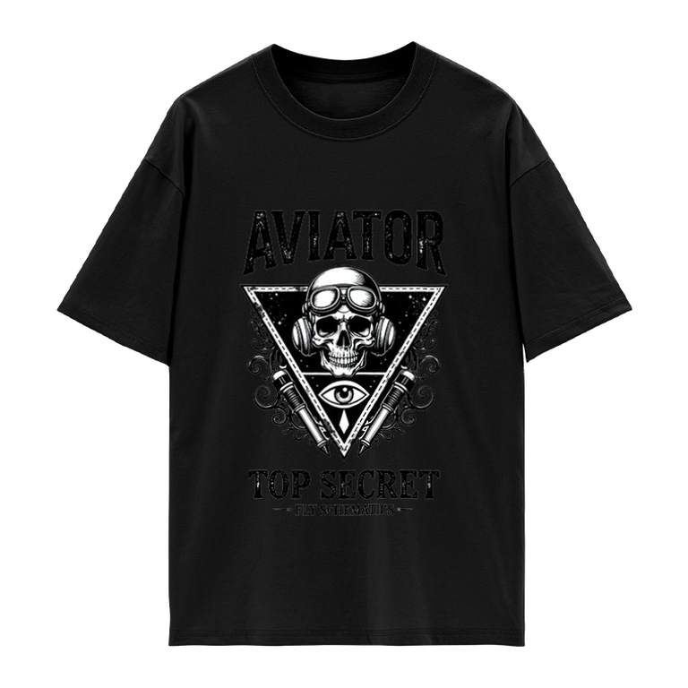 Kaos Aviator Top Secret dengan Desain Kepala Penjelajah dan Senjata, Cocok untuk Pria, Model Oversiz