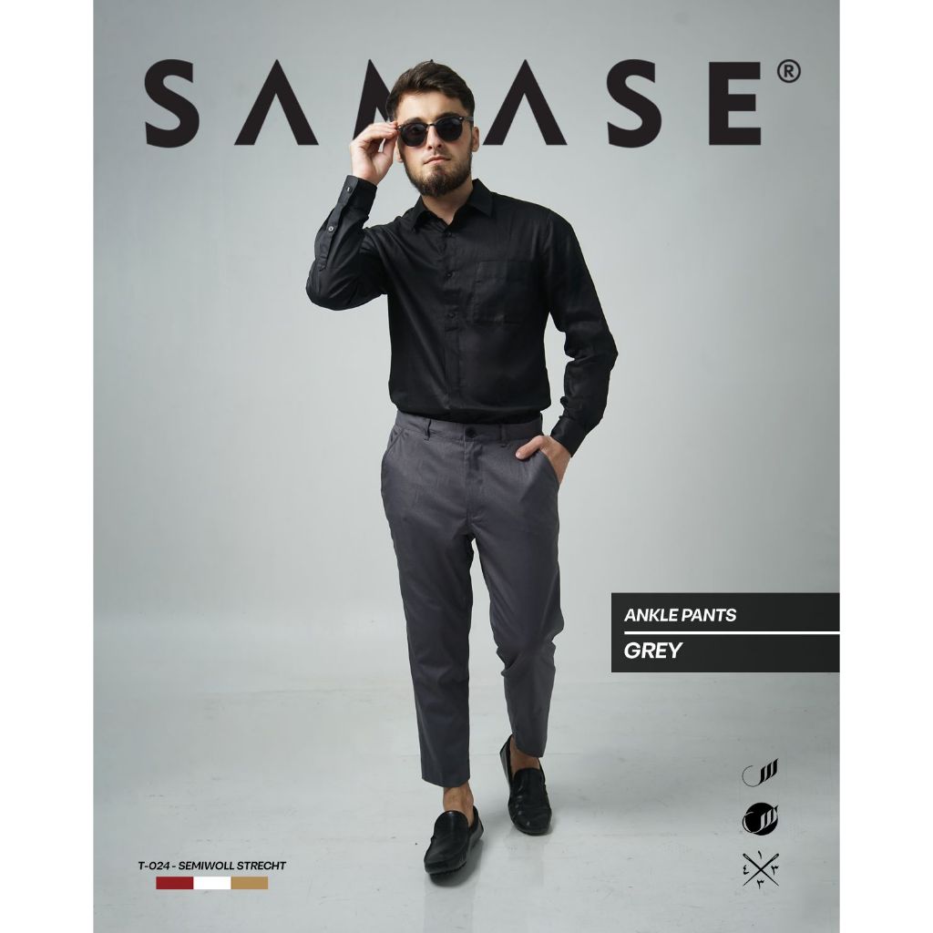 SAMASE Sirwal Ankle Pants T024  Celana Kantor Bahan Formal Celana Sirwal Panjang Pria Dewasa Terbaru
