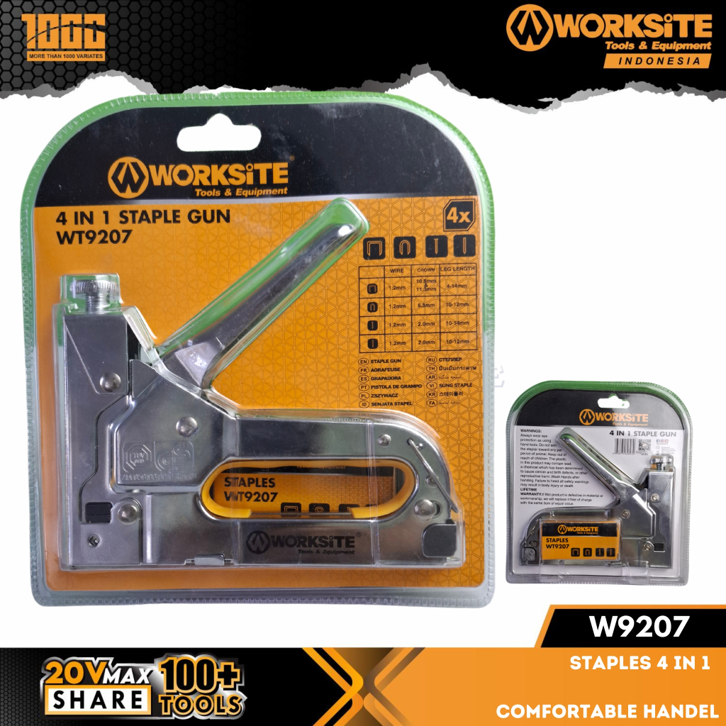 

WORKSITE Staples Tembak Jok Kulit Motor 4in1 Paku Stapler gun tacker