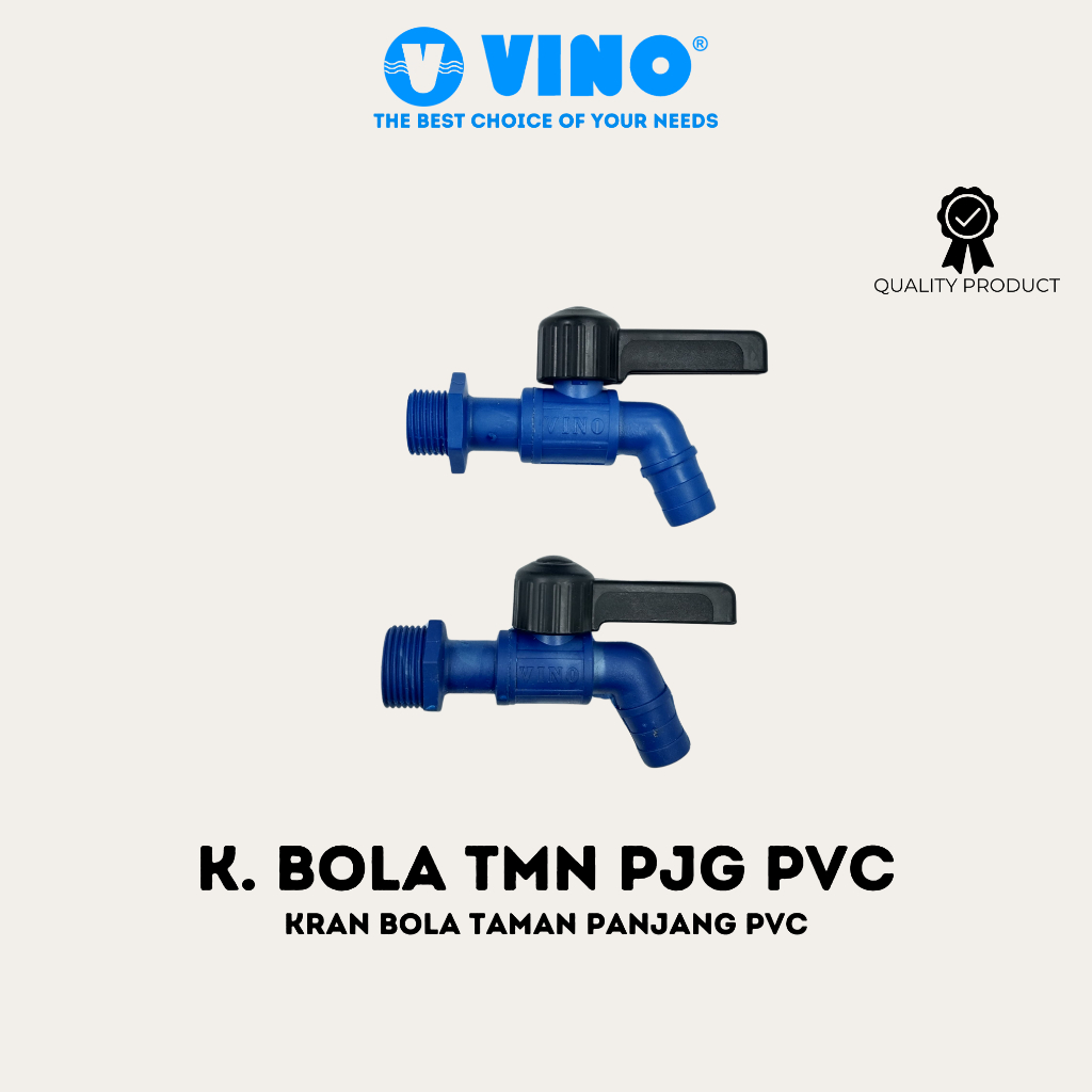 VINO KRAN BOLA TAMAN PANJANG PVC - Kran Bola Taman Panjang Plastik - Keran Air Taman -  Biru / Blue