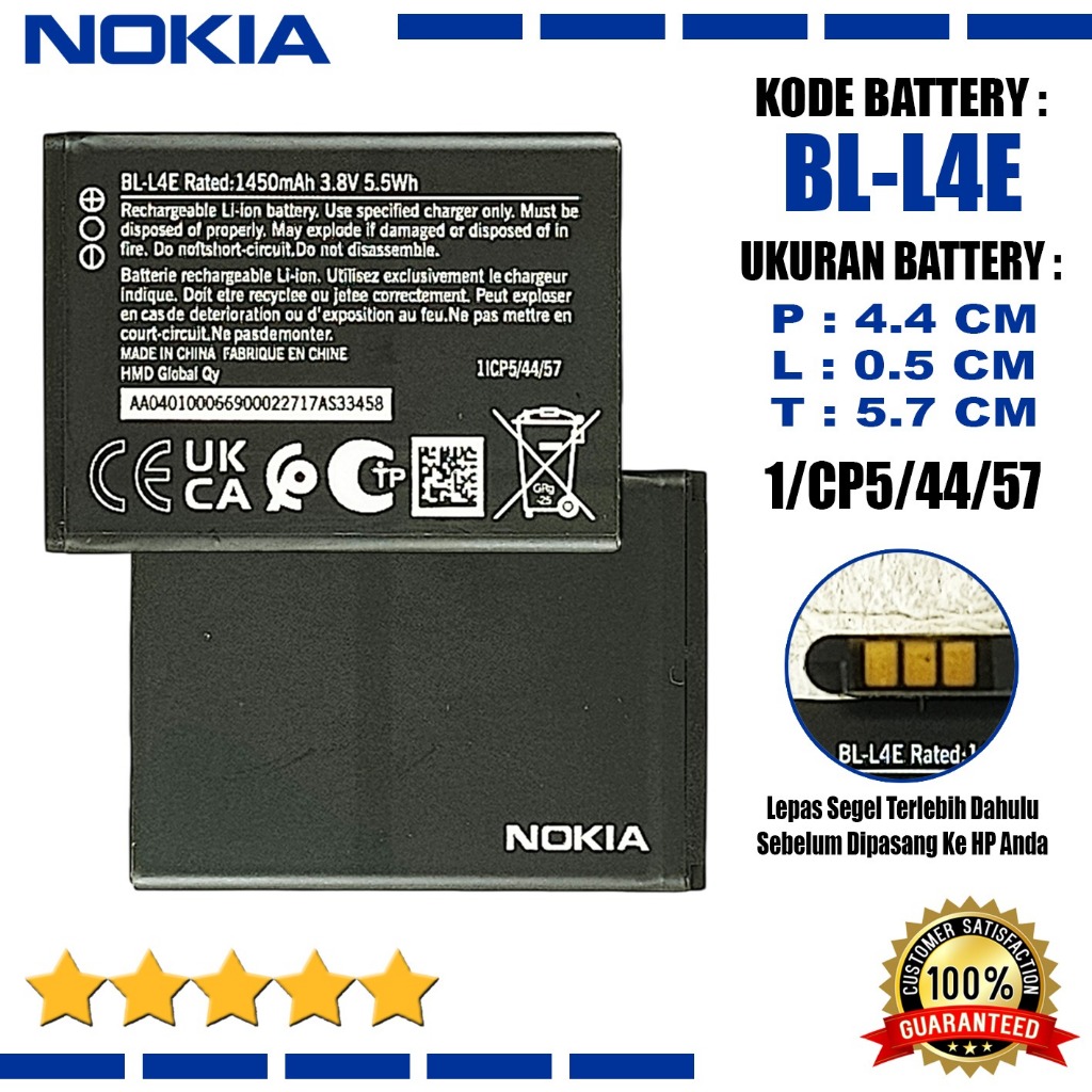 Baterai Battery Original BL-L4E / BLL4E Compatible Hp Nokia 2660 Flip TA-1469 TA-1474 TA-1480 / 8210