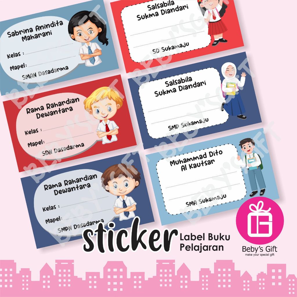 

Sticker Label Buku Sekolah Stiker Mata Pelajaran Custom Nama