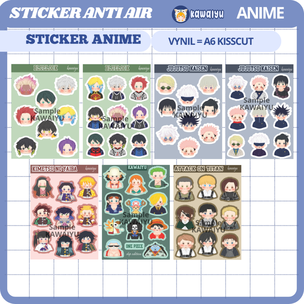 

Sticker Bluelock Jujutsu Kaisen Chibi Gojo Sukuna Nagi bachira Attack On Titan One Piece Kimetsu No Yaiba by Kawaiyu