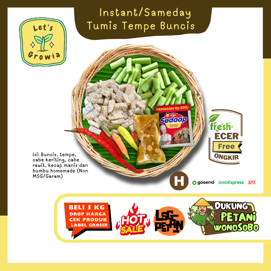 

Growia || Tumis Tempe Buncis -- Hasil Petani Langsung Ecer Sayur gunung (H)
