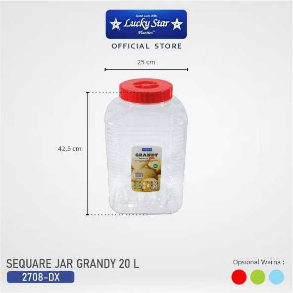 Lucky Star - TOPLES PLASTIK KRUPUK LUCKY STAR/GRANDY SQUARE JAR 20 L