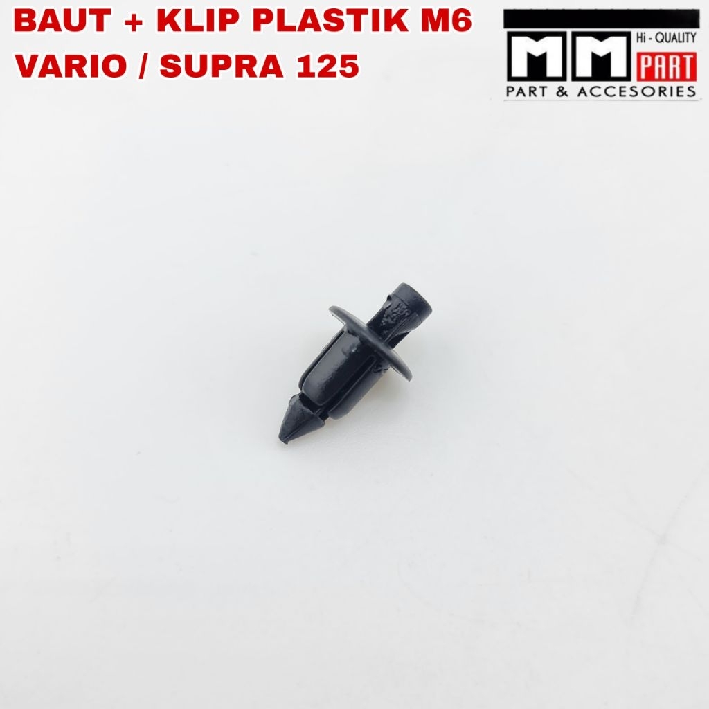 BAUT + KLIP PLASTIK M6 VARIO / SUPRA 125 - Baut Klip Kancing Body Rivet Plastik 6mm