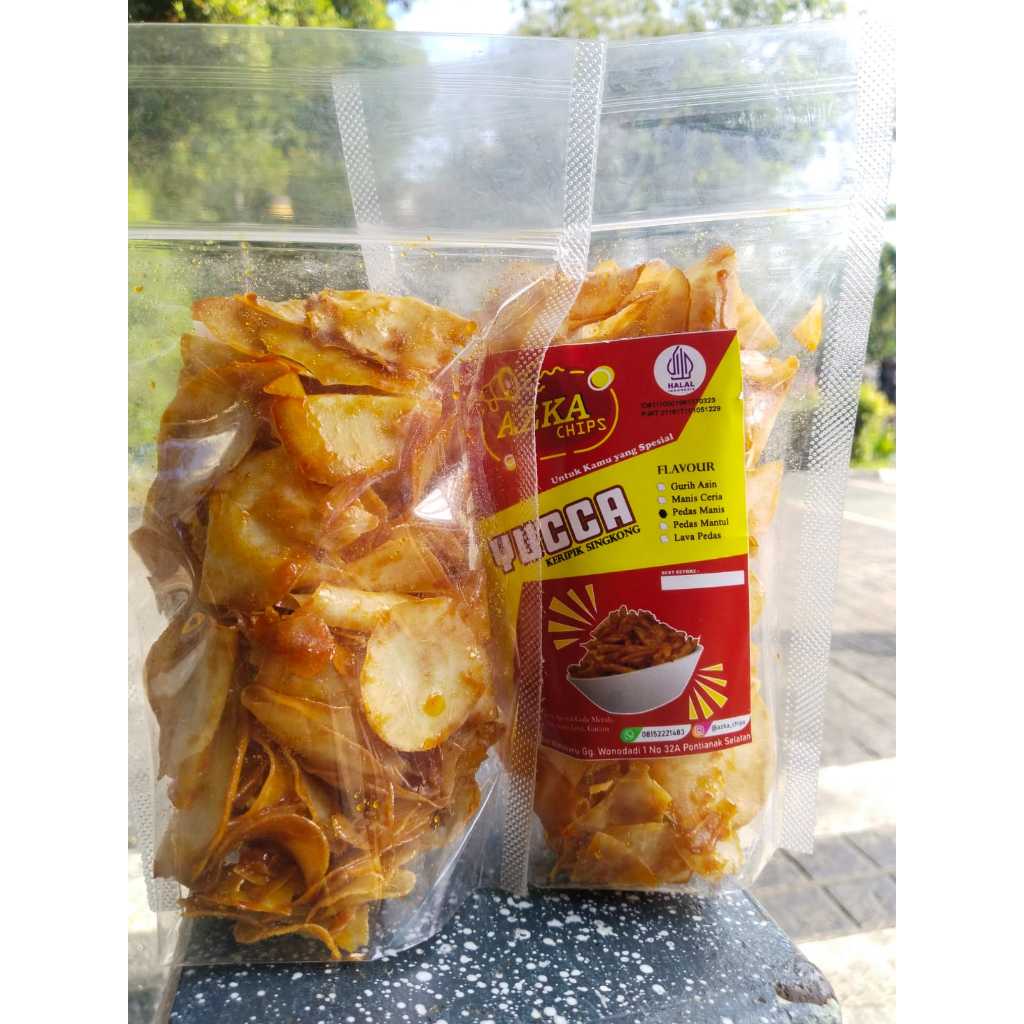 

Azka Chips, Keripik singkong pedas manis, kripik singkong, keripik renyah, cemilan, cemilan murah,