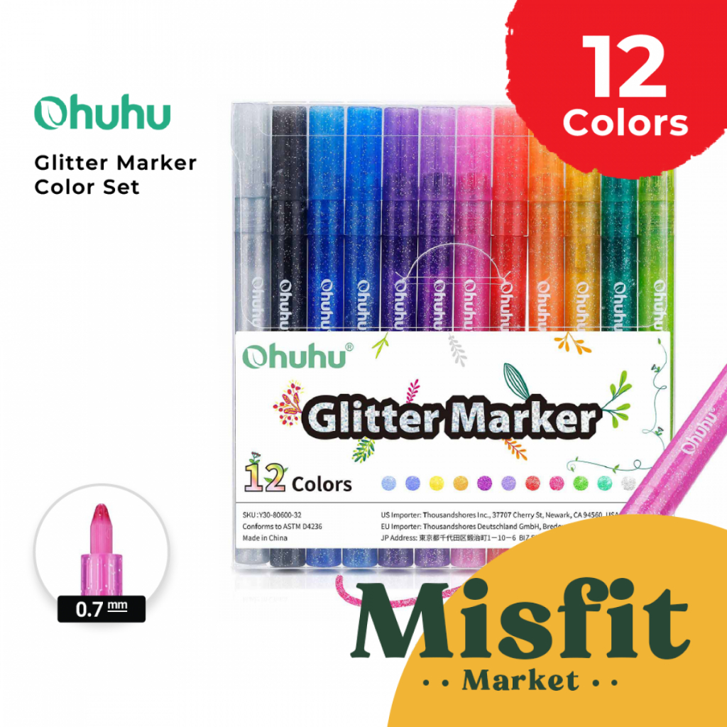 

OHUHU 12 Color Glitter Marker Spidol Akrilik Waterbased Metallic