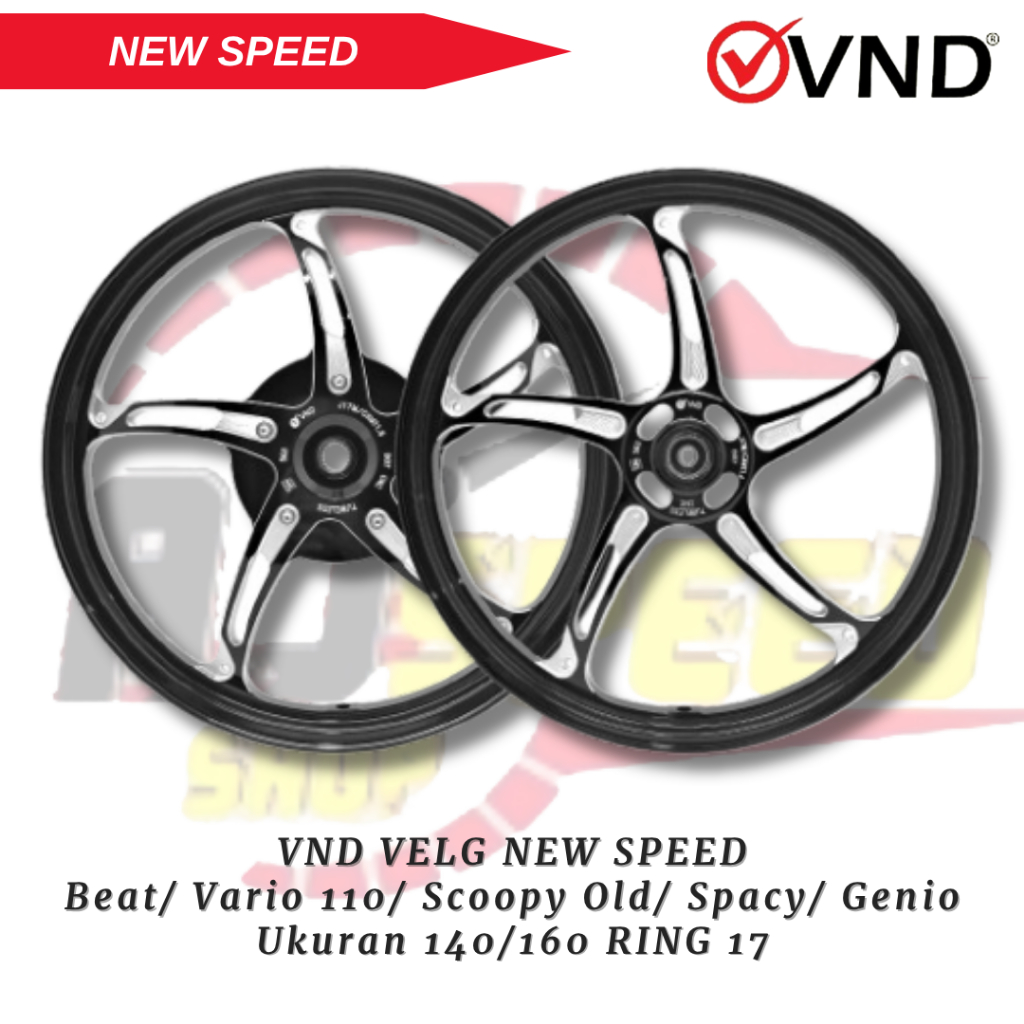 VND Velg Racing New Speed Beat/ Vario 110/ Scoopy Old/ Spacy/ Genio Set Depan 140 Belakang 160 Ring 