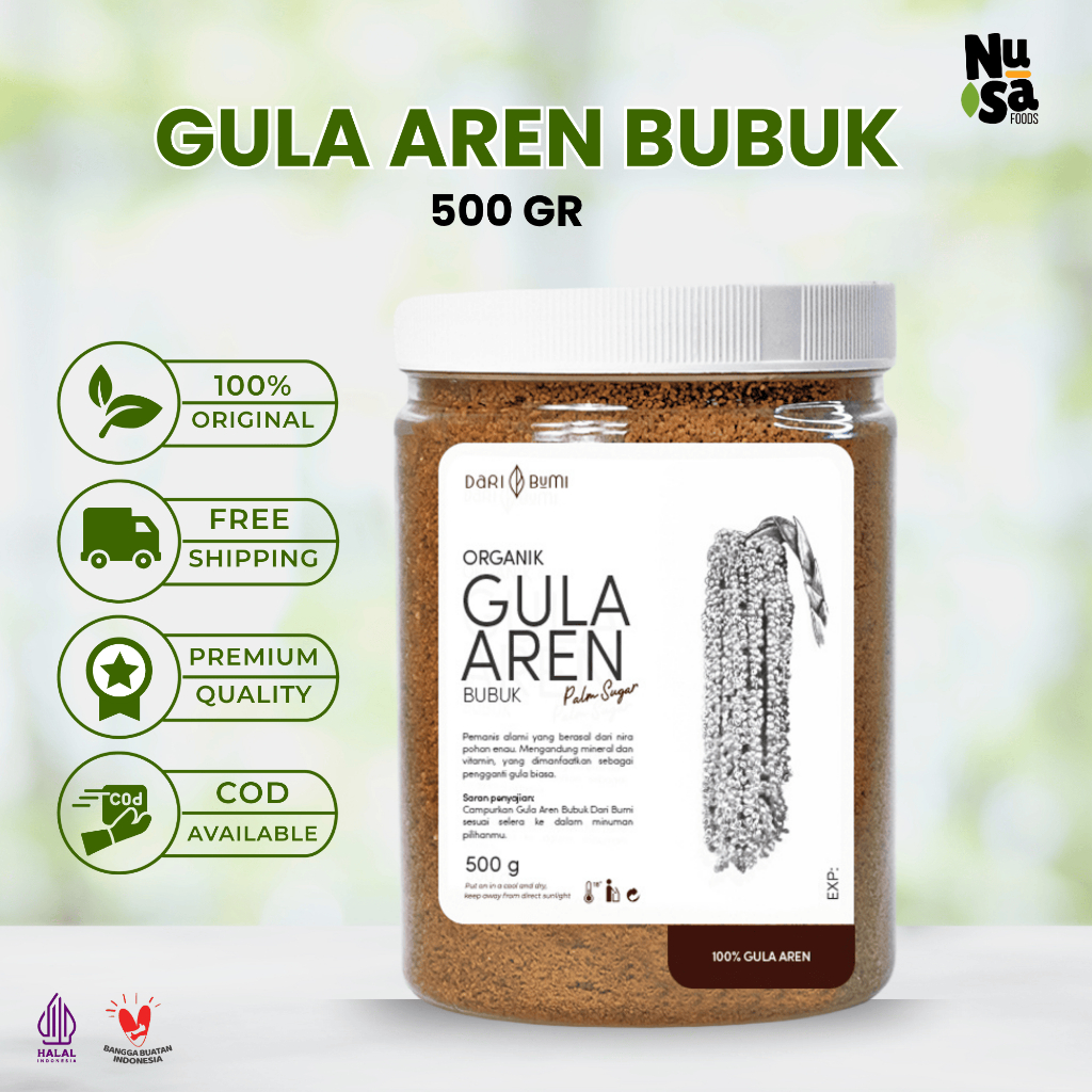 

Gula Aren Bubuk Dari Bumi 500 Gram Palm Sugar Pure Organik