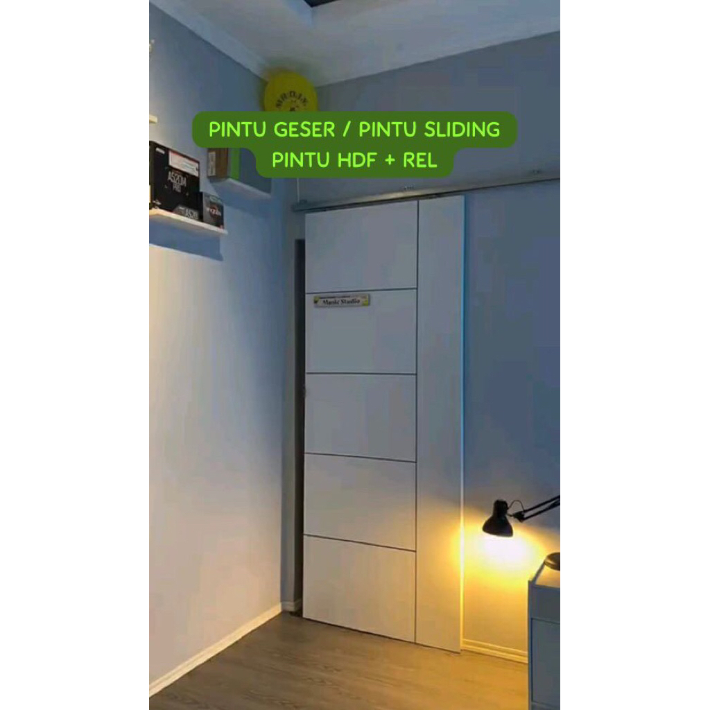 PINTU GESER HDF / PINTU SLIDING SATU SET DAUN PINTU + REL | PEMASANGAN MUDAH