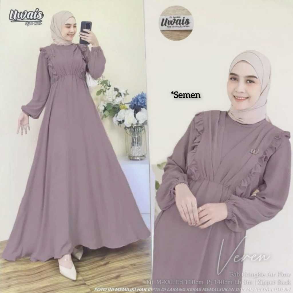 Veren Gamis Crinkle Airflow Polos Remaja kekinian // Gamis simple murah