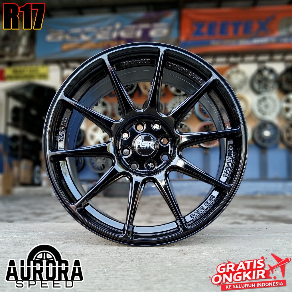 Velg mobil HSR ring 17 lebar 7,5/9 City Jazz Rocky Raize Mazda2 Avega Pelek HSR Shinjuku R17 Black