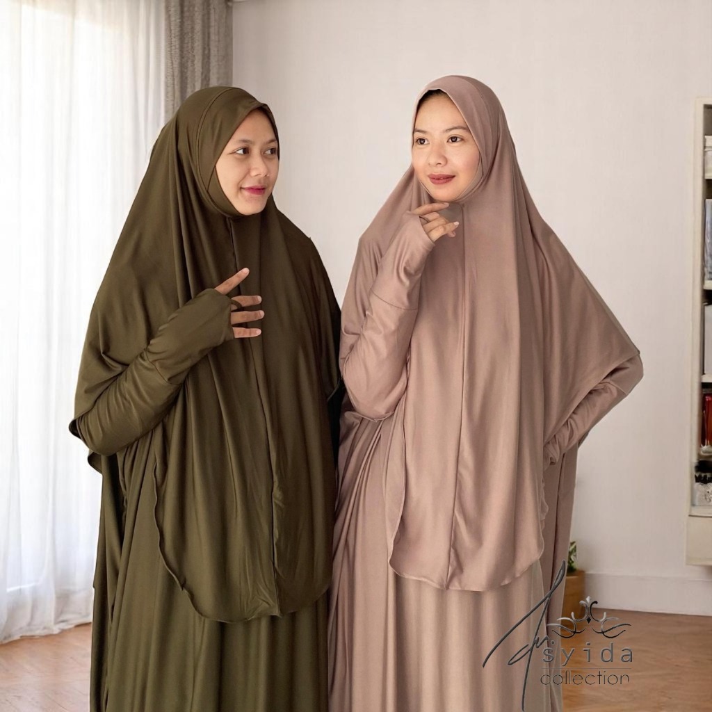 Abaya Gamis Set Khimar Syar'i Haji dan Umrah MECCA Abaya Set Hijab Syar'i  Terbaru Busui Friendly KV