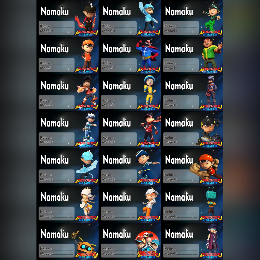 

Stiker Mata Pelajaran Tema BOBOIBOY, SPONGEBOB, TAYO, UPIN IPIN, BABY SHARK, NUSA RARA, PORORO