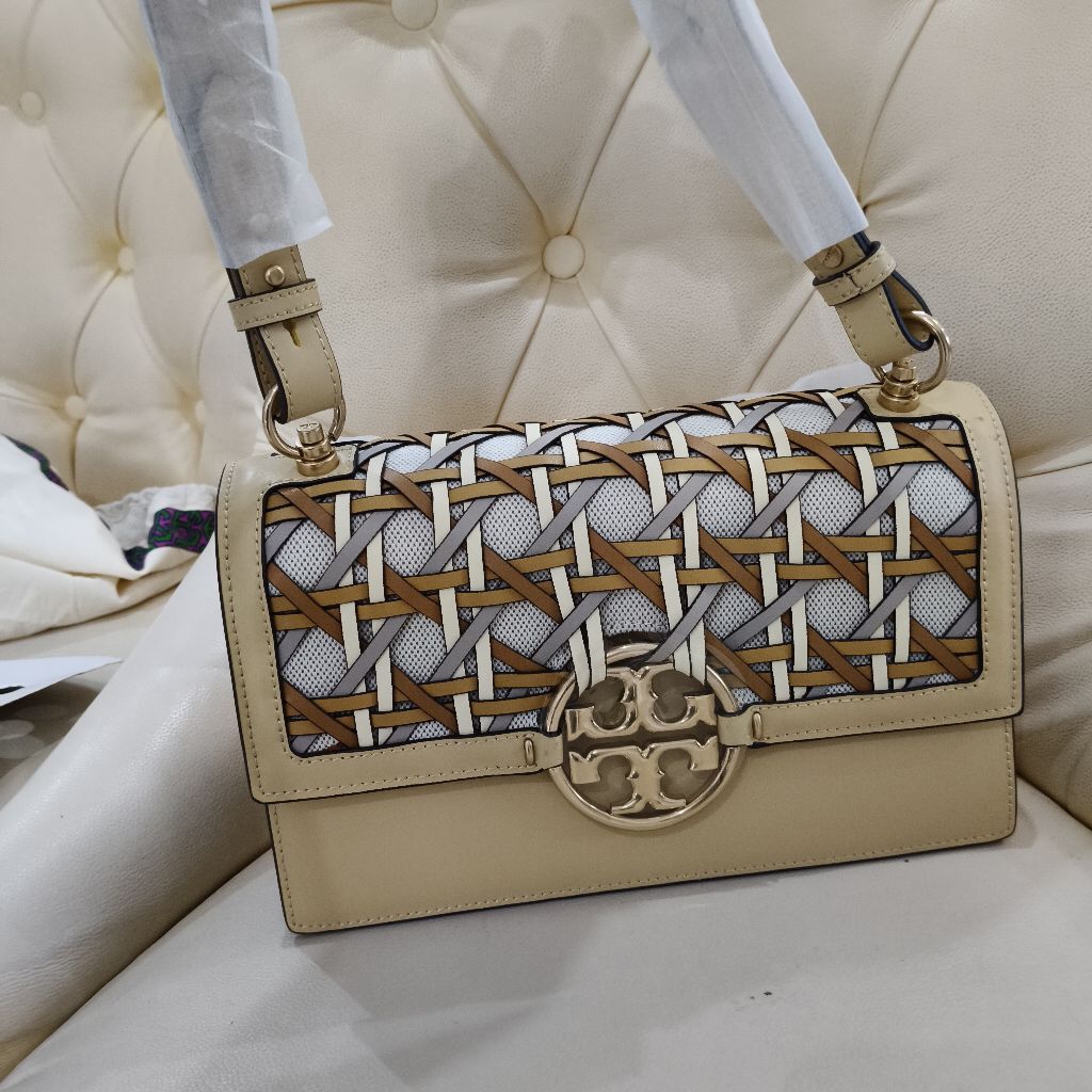 tory burch miller basketweave tb shoulder bag