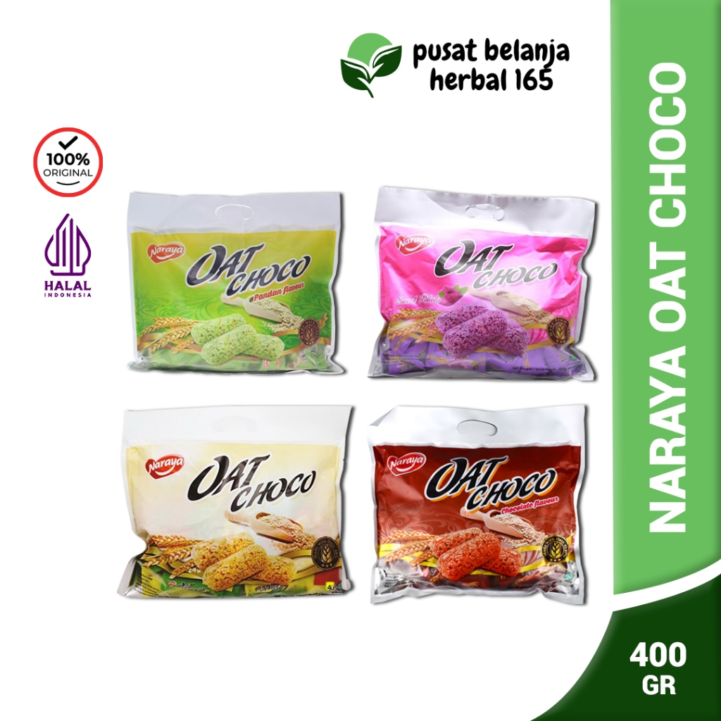 

Naraya Oat Choco 400g – Camilan Sereal Gandum Oat Bergizi | Original - Cokelat - Pandan - Ubi Ungu