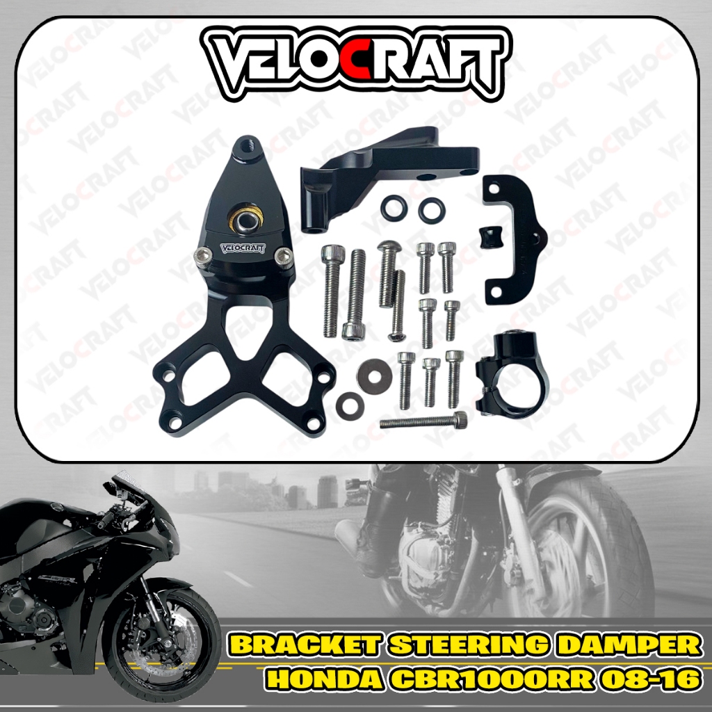 VELOCRAFT Bracket Steering Damper Honda CBR1000RR CBR 1000 RR CBR 1000RR 2008-2016 Breket Mount Brak