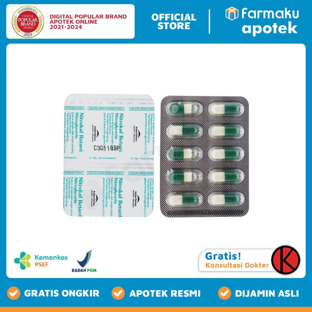 Nitrokaf Retard Blister 10 kapsul lepas lambat  - ASB