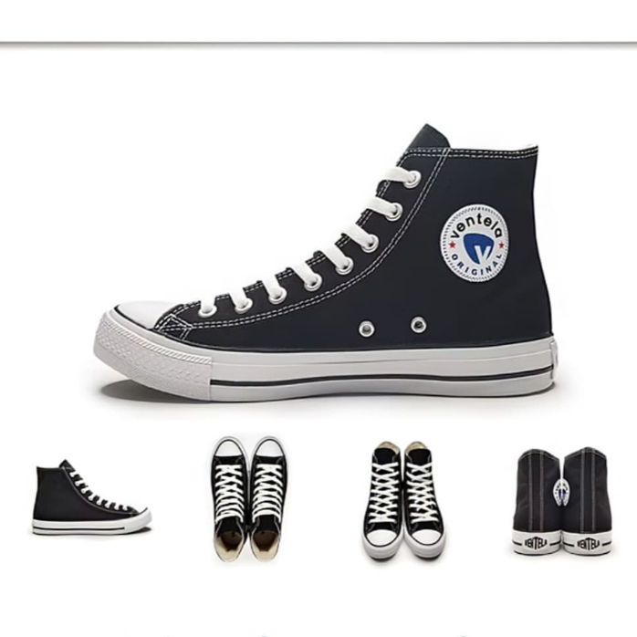 Ventela ethnic black white high original | Sepatu Sekolah Hitam Putih