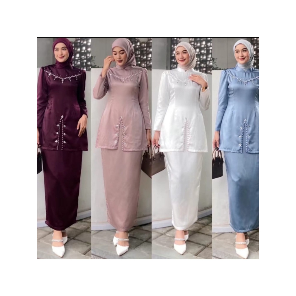 Oneset FAYRA Baju Kurung Melayu Malaysia Dress Pesta Setelan Wanita Baju Kondangan Full Payet