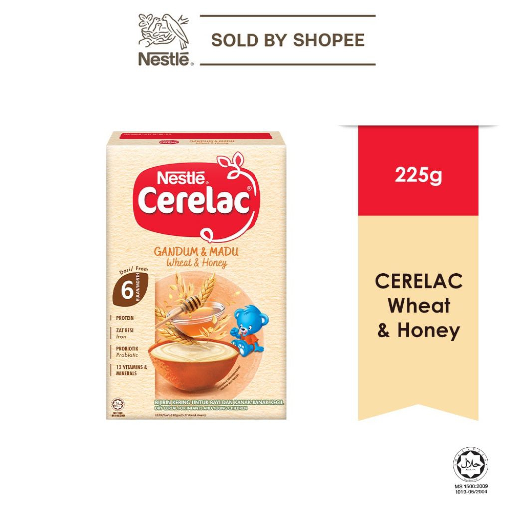 Nestle Cerelac Malaysia Wheat and Honey 225g / Cerelac Gandum dan Madu / Cerelac Malaysia