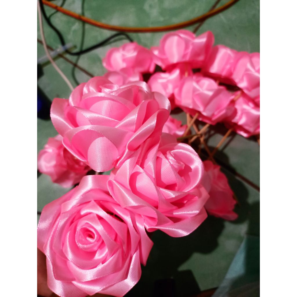 BUNGA SATIN BIJIAN//BUNGA PITA SATIN 4cm SATUAN//ECER BUNGA SATIN