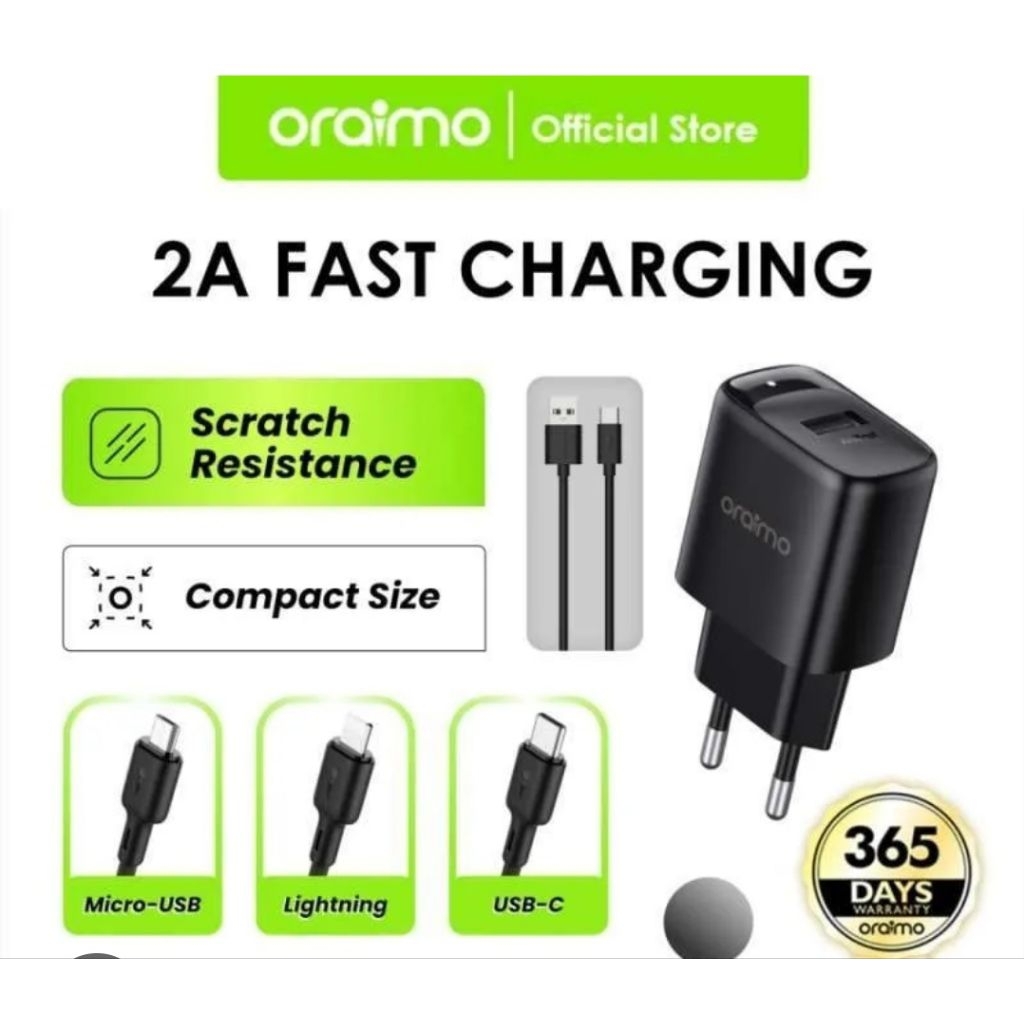 Oraimo charger iPhone 10W Fast Charger OCW-1111E+L53