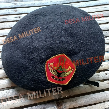 Baret Banser Hitam Plus Emblem - Topi Baret Hitam Banser - Baret Ansor