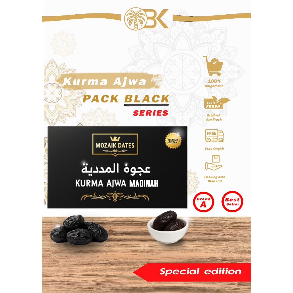 

Kurma Ajwa Premium - Black Pack Series | kurma ajwa madinah | Kurma nabi | kurma oleh oleh haji | camilan