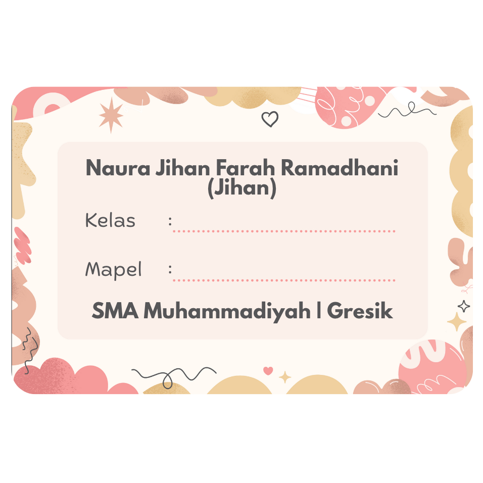 

STICKER LABEL NAMA KELAS MAPEL SD SMP SMA UKURAN 50mmx33mm