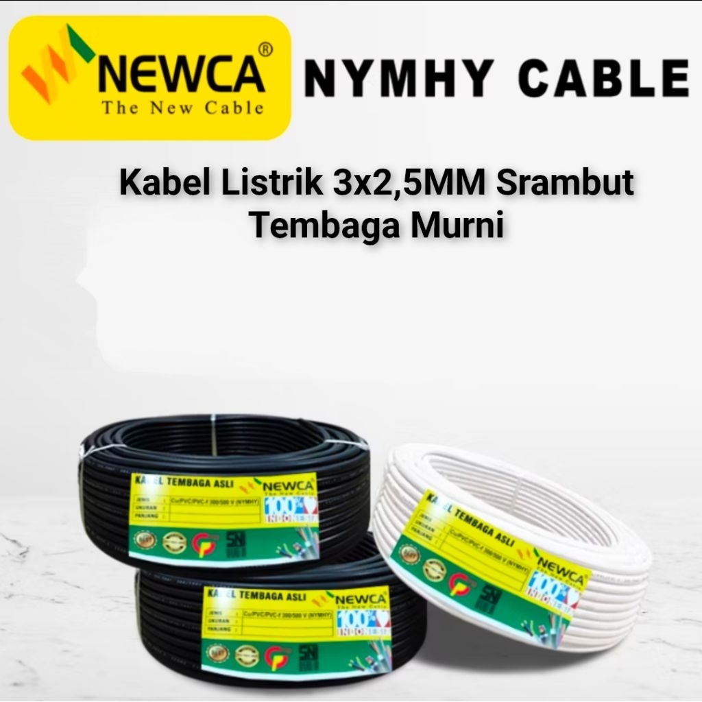 Kabel Listrik NYMHY / Kabel Newca 3x2.5mm Srambut Tembaga Asli