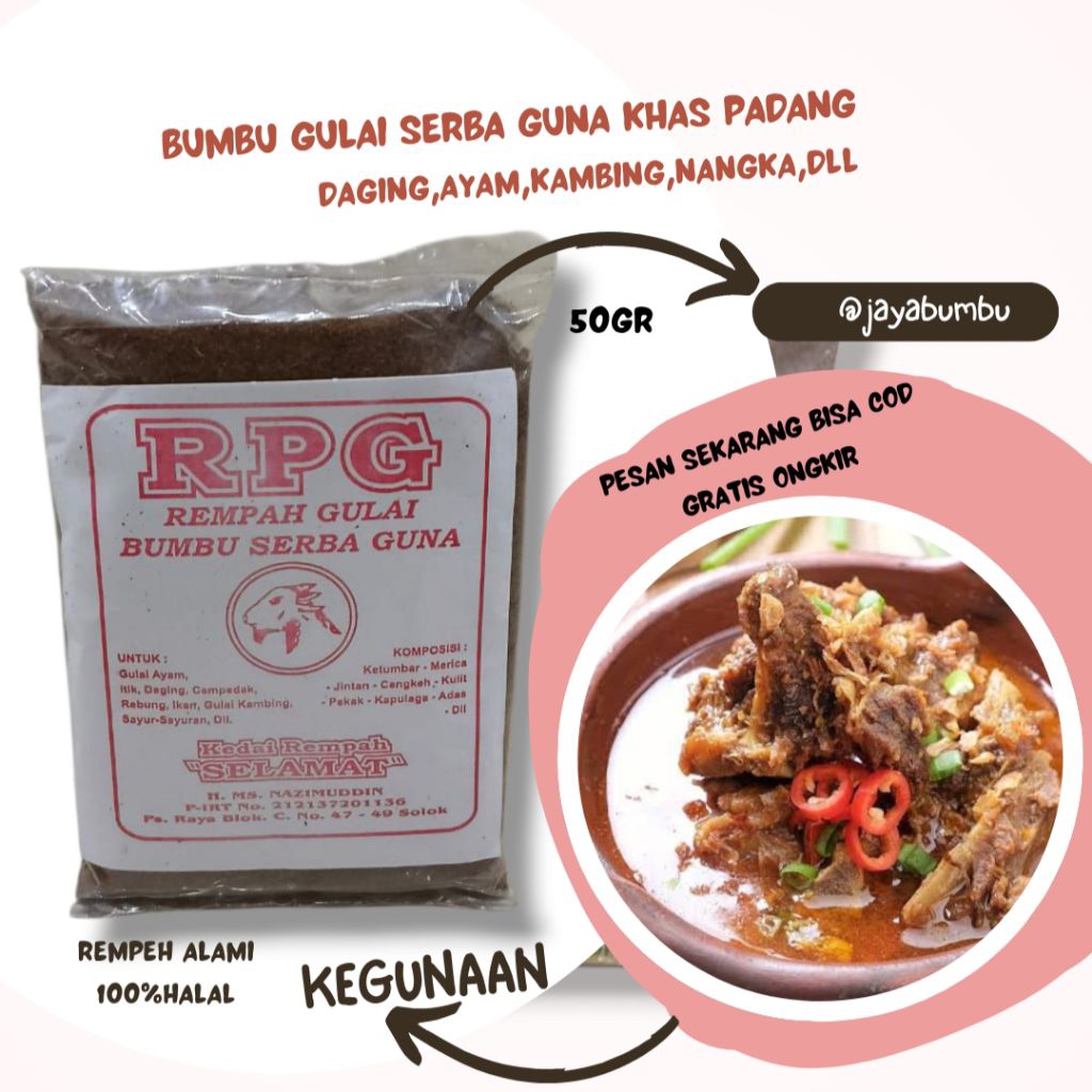 

KAYABUMBU - Bumbu Gulai Serba Guna Khas Minang H.Slamat RPG 50gr