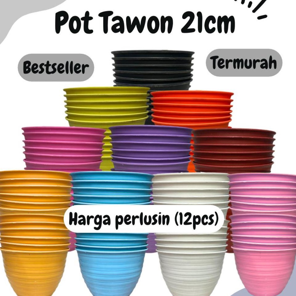 KODE S1X AZ 12PCS POT TANAMAN 21cm POT BUNGA WARNA WARNI POT TAWON LUSINANTERMURAH