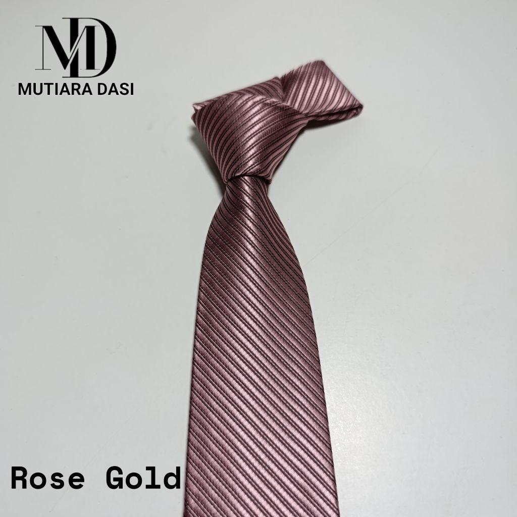 Dasi Instan Pria Rose Gold Dasi Salur 3 Inch Dasi Instan Siap Pakai