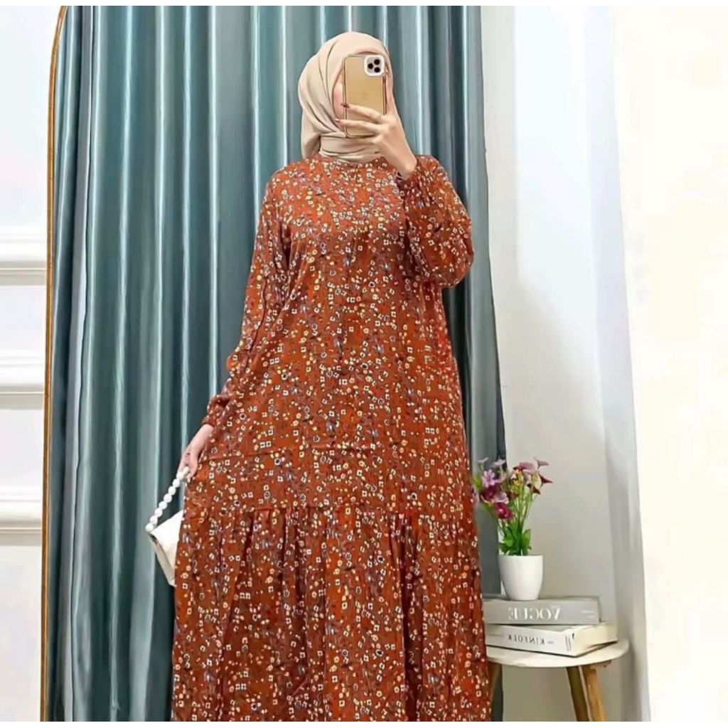 GAMIS NAYLA MOTIF BUNGA - DRES WABITA DEWASA JUMBO ELEGAN DAN NYAMAN